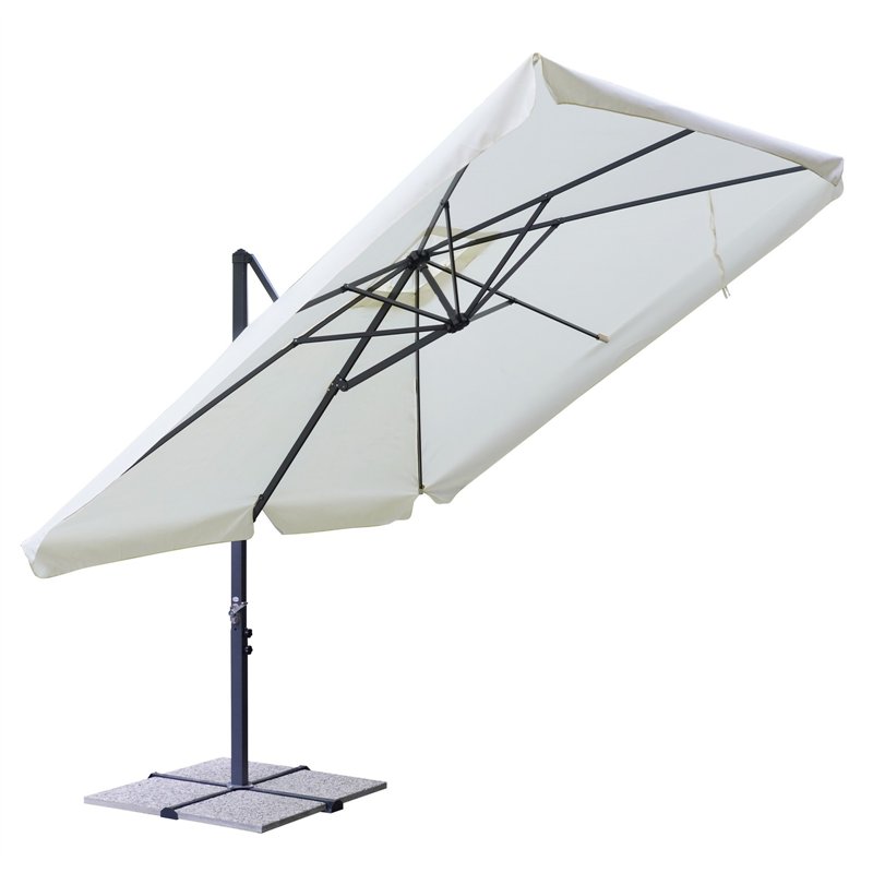 Parasol de jardin en aluminium Florida avec mât latéral 3x3 m Écru - Anthracite Greenwood