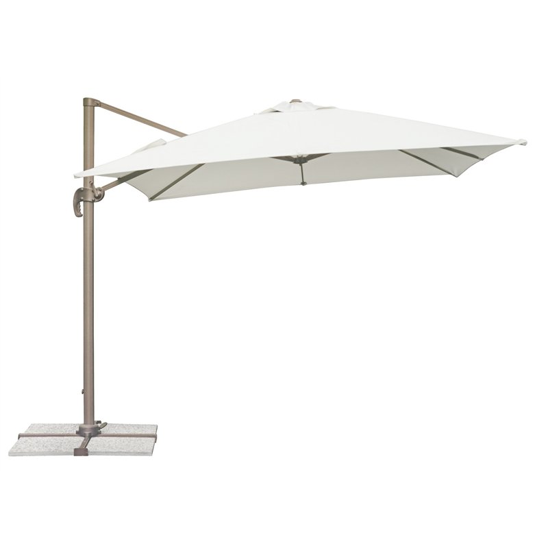 Parasol de jardin California en aluminium avec mât latéral 3 x 3 m Écru - Gris tourterelle Greenwood