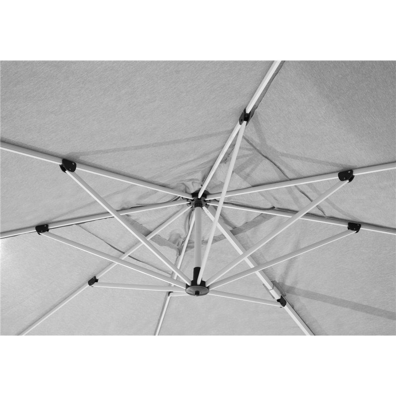 Parasol de jardin California en aluminium avec mât latéral en spuncrylique de 3x4 m gris et blanc Greenwood