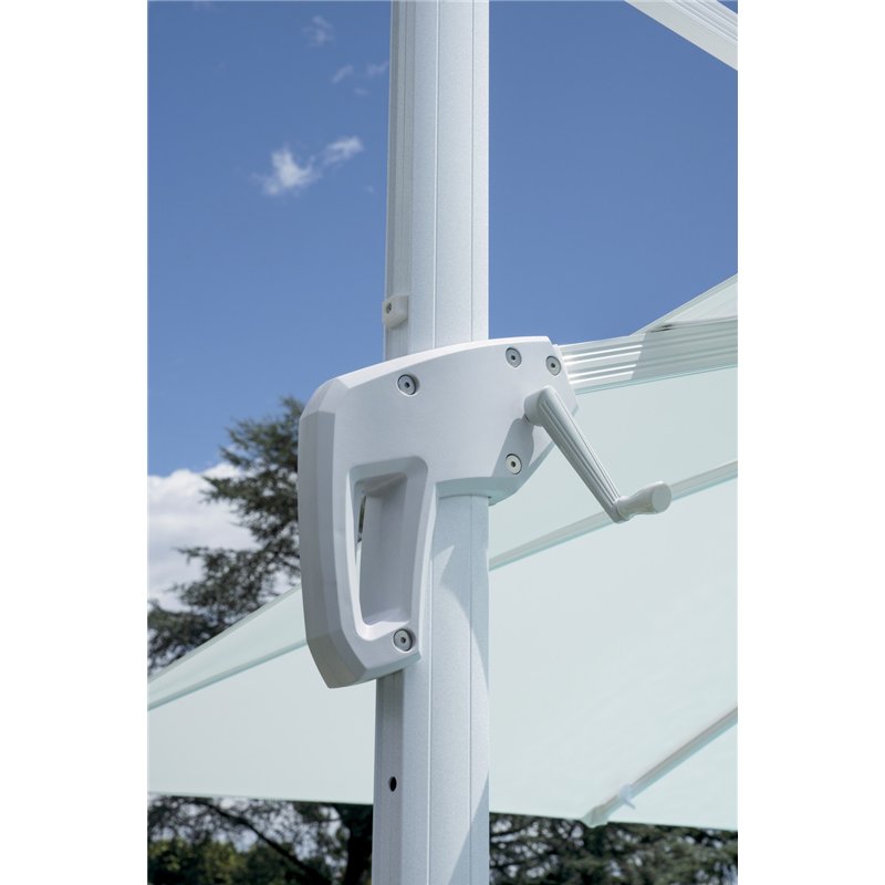 Parasol de jardin Colorado en aluminium avec mât latéral 3 x 3 m Blanc - Blanc Greenwood