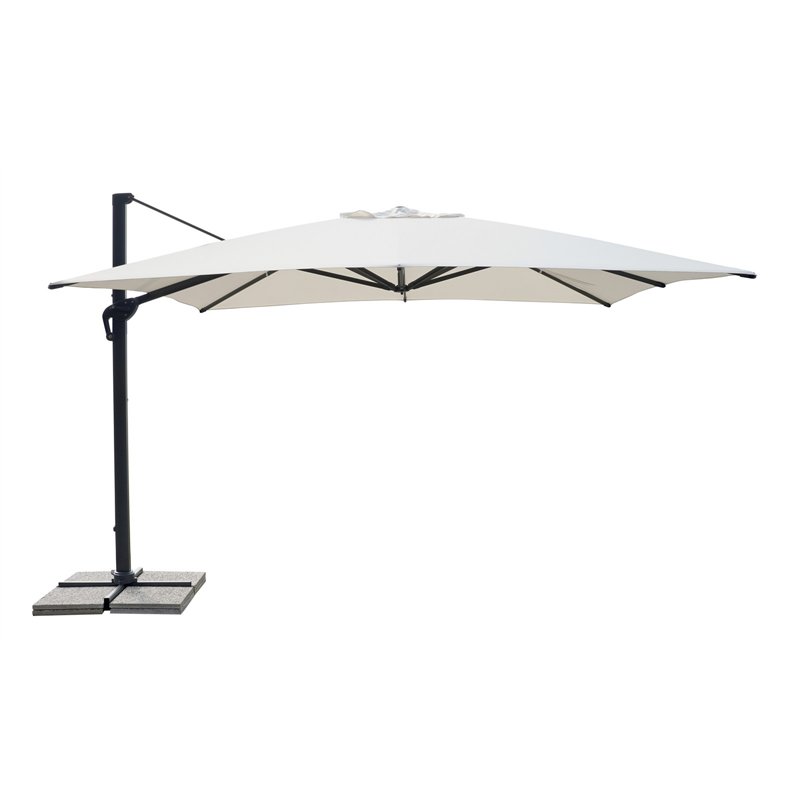 Parasol de jardin contractuel en aluminium avec mât latéral de 4x4 m écru - anthracite Greenwood