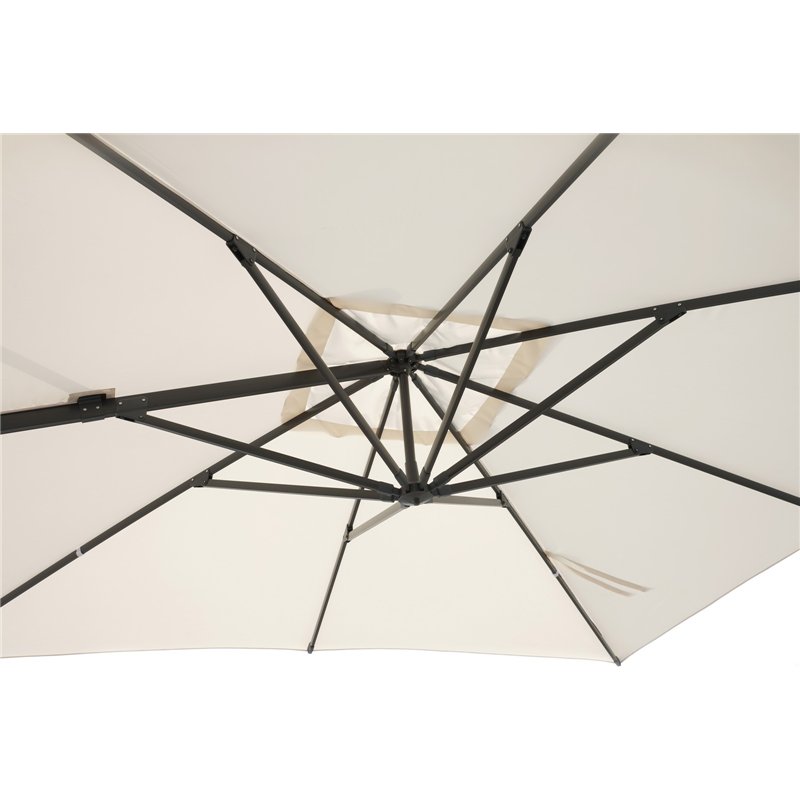 Parasol de jardin contractuel en aluminium avec mât latéral de 4x4 m écru - anthracite Greenwood