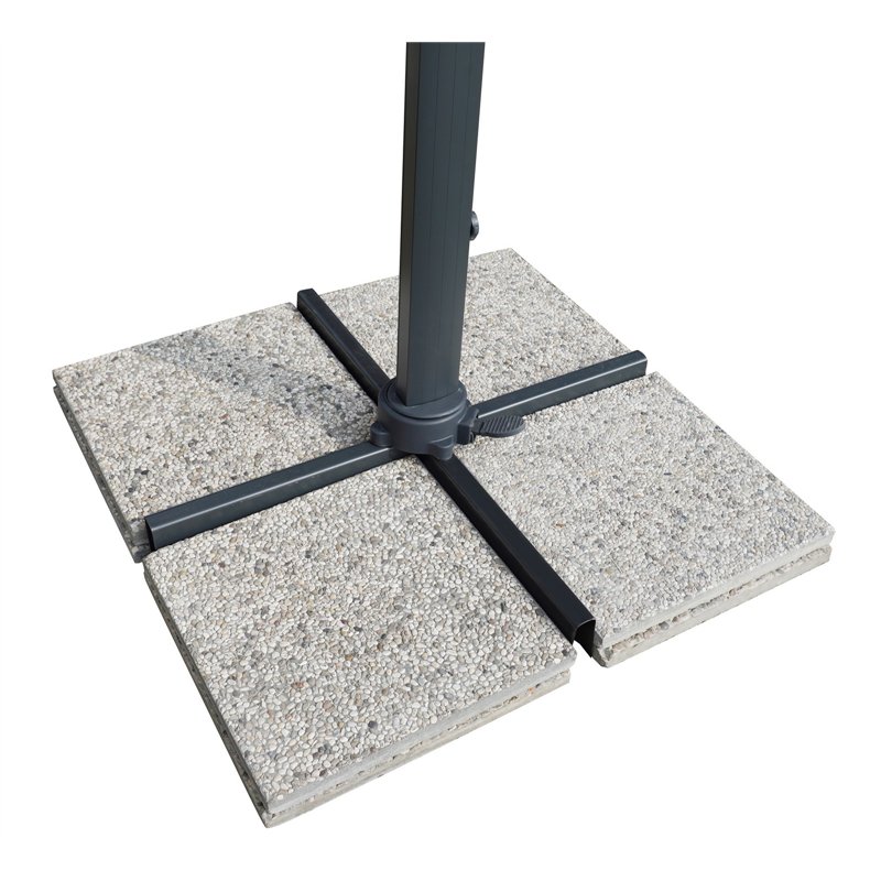 Parasol de jardin contract en aluminium avec mât latéral de 4x4 m écru - anthracite Greenwood Parasol de jardin contract en aluminium avec mât latéral de 4x4 m écru - anthracite Greenwood