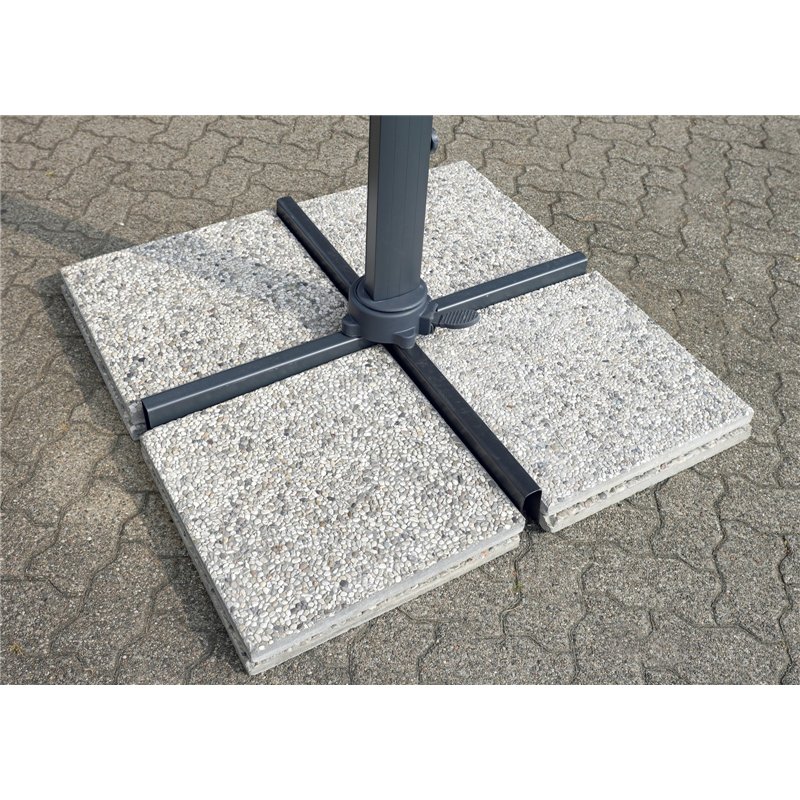 Parasol de jardin contract en aluminium avec mât latéral de 4x4 m écru - anthracite Greenwood Parasol de jardin contract en aluminium avec mât latéral de 4x4 m écru - anthracite Greenwood