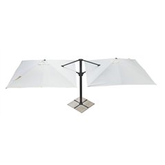 Parasol de jardin double Contract en aluminium avec mât latéral 3x3 m Écru - Anthracite Greenwood