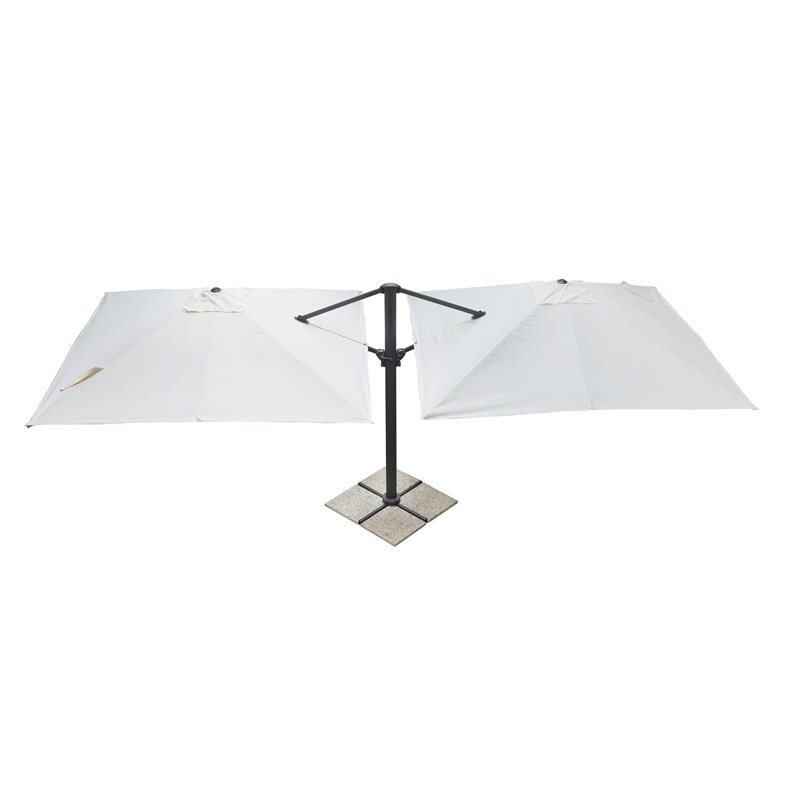 Parasol de jardin double Contract en aluminium avec mât latéral 3x3 m Écru - Anthracite Greenwood Parasol de jardin double Contract en aluminium avec mât latéral 3x3 m Écru - Anthracite Greenwood