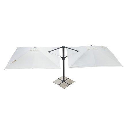 Parasol de jardin double Contract en aluminium avec mât latéral 3x3 m Écru - Anthracite Greenwood