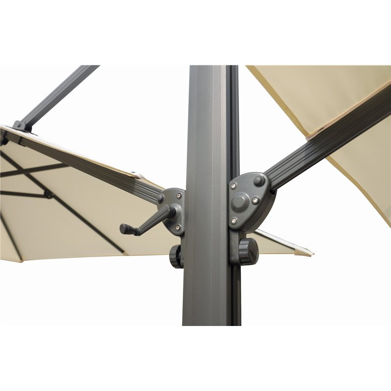 Parasol de jardin double Contract en aluminium avec mât latéral 3x3 m Écru - Anthracite Greenwood Parasol de jardin double Contract en aluminium avec mât latéral 3x3 m Écru - Anthracite Greenwood
