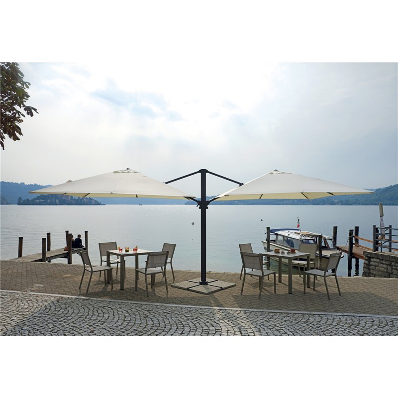 Parasol de jardin double Contract en aluminium avec mât latéral 3x3 m Écru - Anthracite Greenwood Parasol de jardin double Contract en aluminium avec mât latéral 3x3 m Écru - Anthracite Greenwood