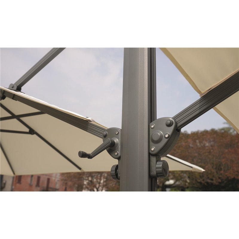 Parasol de jardin double Contract en aluminium avec mât latéral 3x3 m Écru - Anthracite Greenwood Parasol de jardin double Contract en aluminium avec mât latéral 3x3 m Écru - Anthracite Greenwood