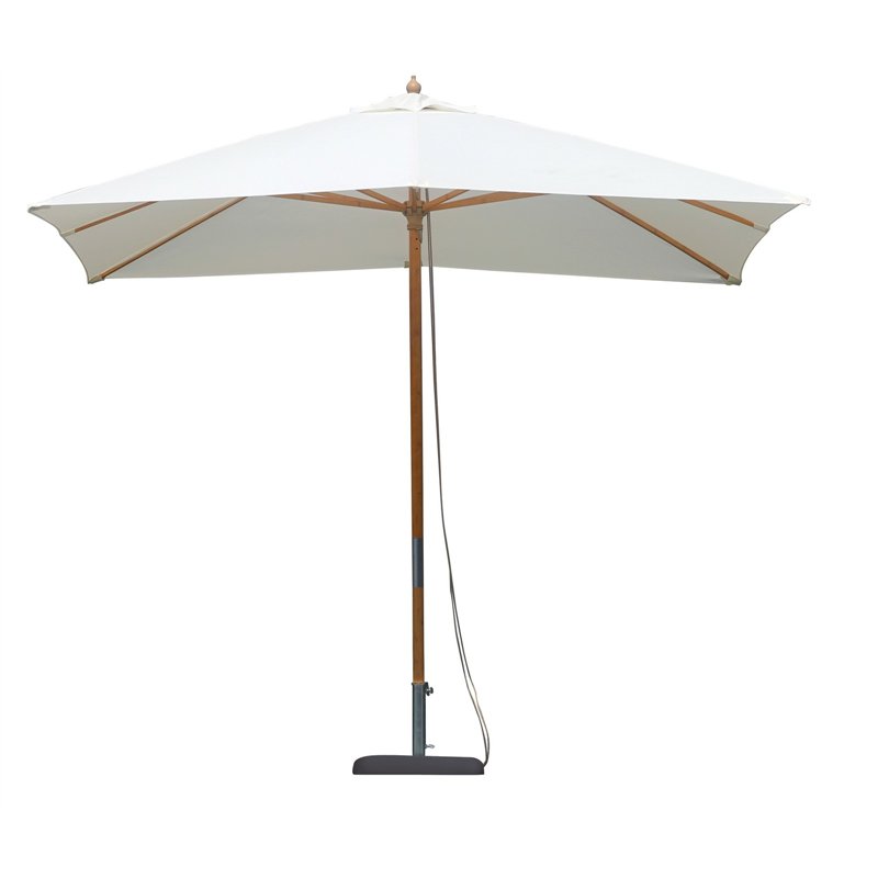 Parasol de jardin en bambou avec mât central 3x3 m Écru - Bambou Greenwood