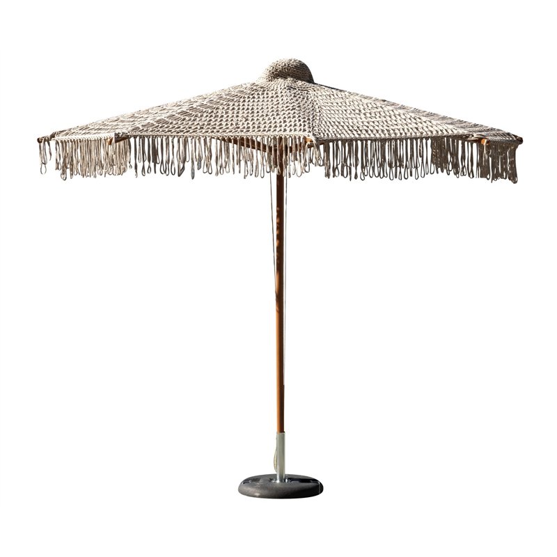 Greenwood Round Macrame Garden Parasol Ø2.5 m Wood