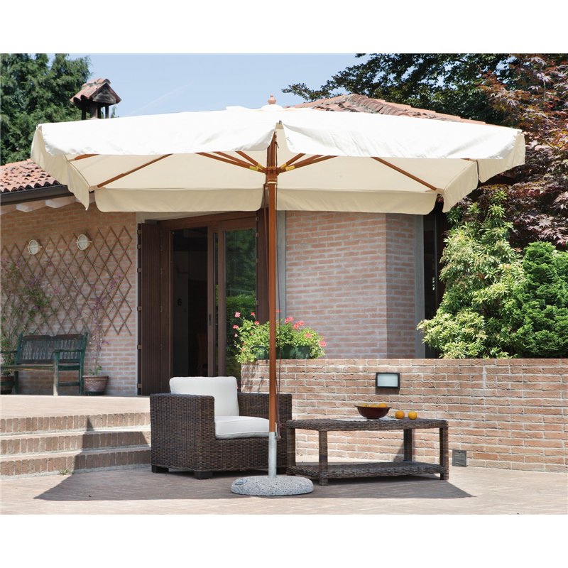Parasol de jardin en bois 3 x 2 m - Écru - Bois - Série De Lux Greenwood