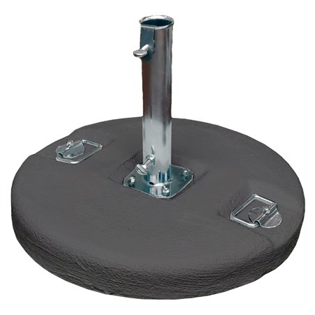 Base Cemento Grigio ø54 Cm - Kg 50 - Tubo ø55 Mm Con Piastra A 4 Viti E Maniglie In Acciaio