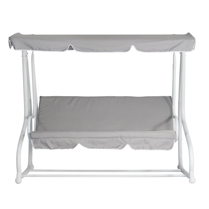 Balancelle en fer 3 places - Gris - Blanc Greenwood