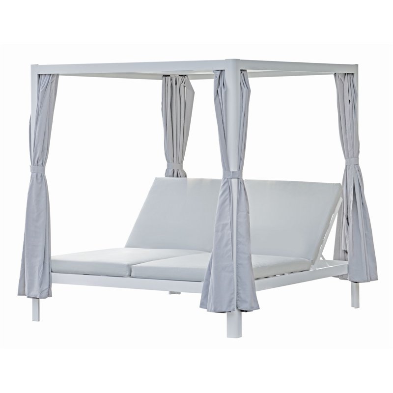 Greenwood Aluminum Daybed - Light Gray PVC Cushions - White
