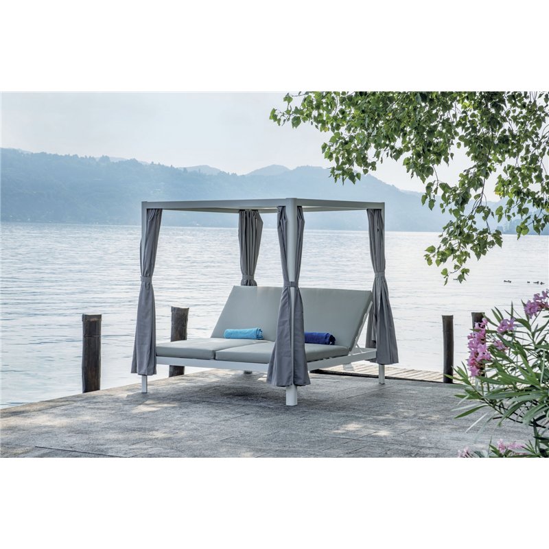 Transat de jour en aluminium - Coussins en PVC gris clair - Blanc Greenwood Transat de jour en aluminium - Coussins en PVC gris clair - Blanc Greenwood