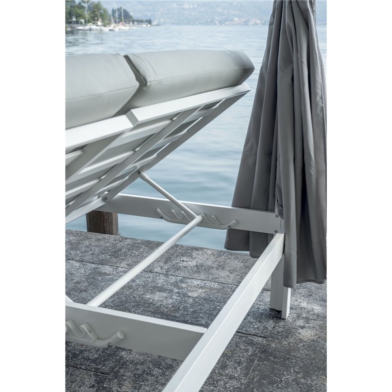 Transat de jour en aluminium - Coussins en PVC gris clair - Blanc Greenwood Transat de jour en aluminium - Coussins en PVC gris clair - Blanc Greenwood