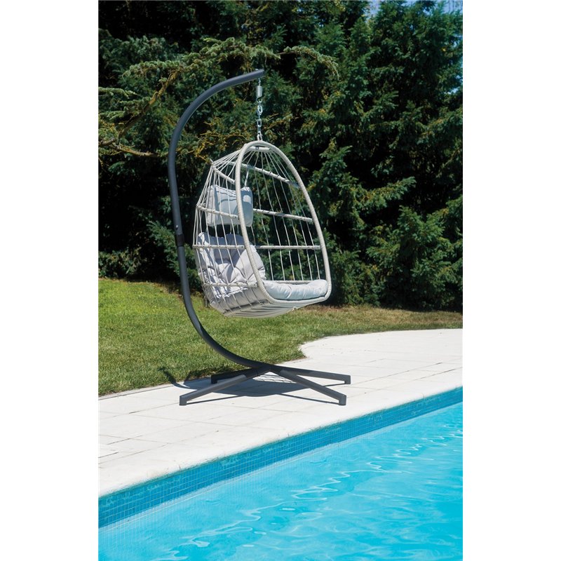 Greenwood Anthracite Hanging Garden Chair - Iron Stand