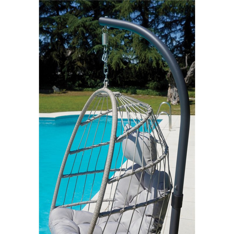 Greenwood Anthracite Hanging Garden Chair - Iron Stand