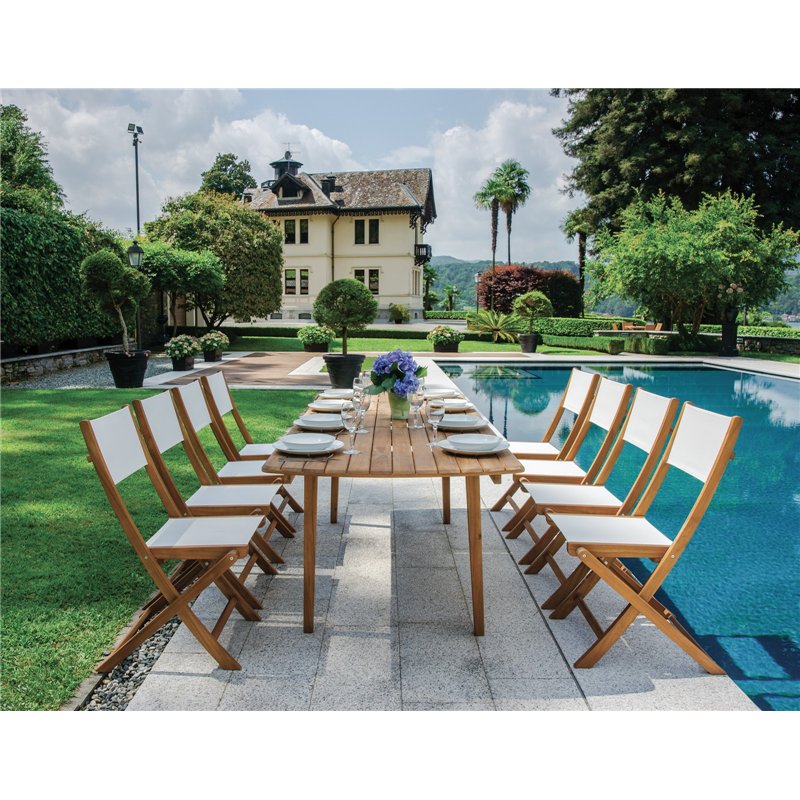 Greenwood Venturina Garden Garden Chair in Acacia without Armrests - Textilene - Folding