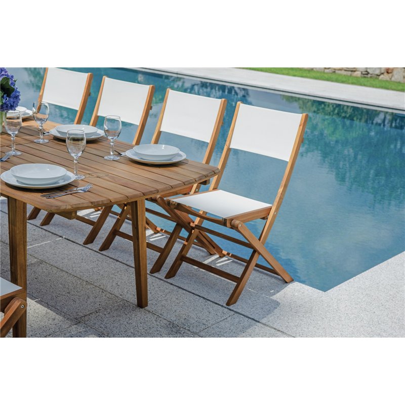 Greenwood Venturina Garden Garden Chair in Acacia without Armrests - Textilene - Folding