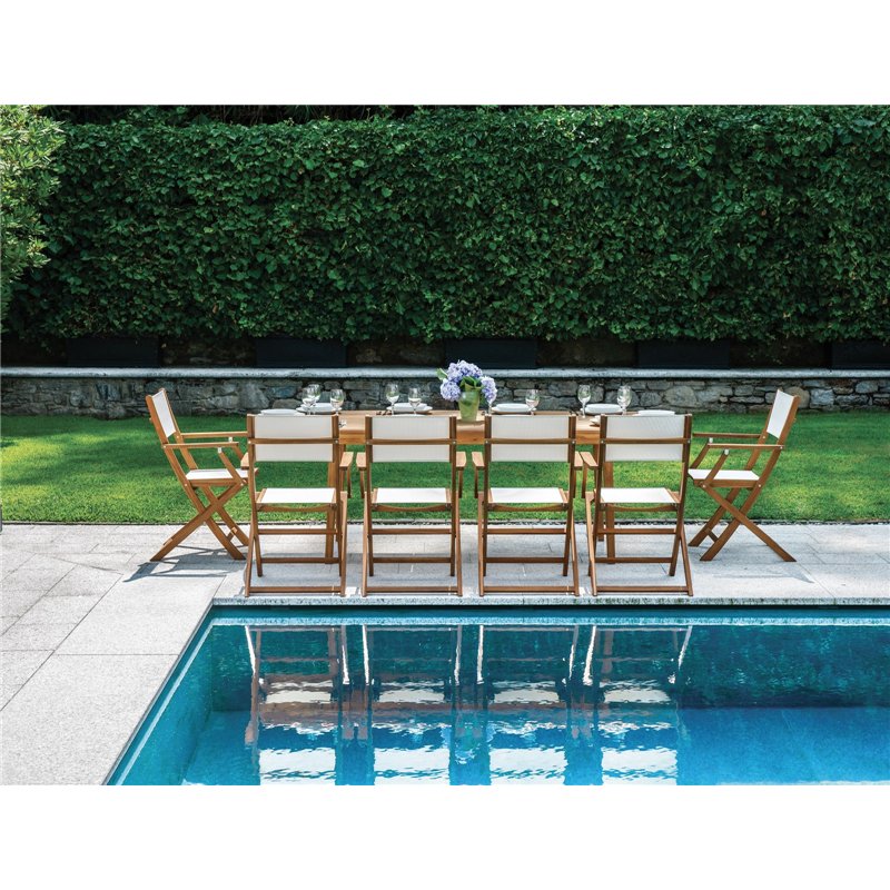 Greenwood Venturina Garden Garden Chair in Acacia with Armrests - Textilene - Folding