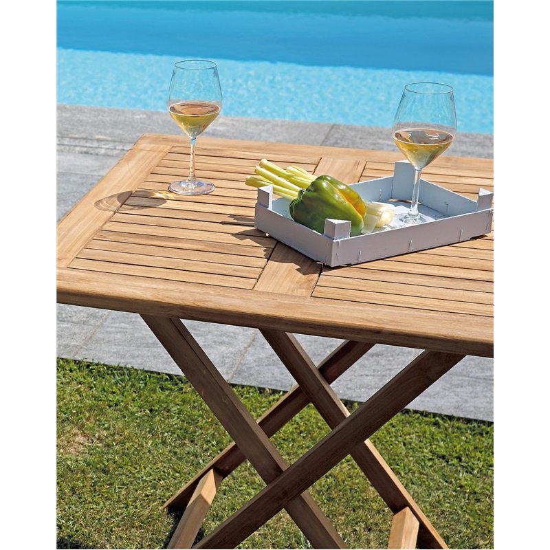 Table de jardin pliante Vulcano en teck 80x80 cm Greenwood Table de jardin pliante Vulcano en teck 80x80 cm Greenwood