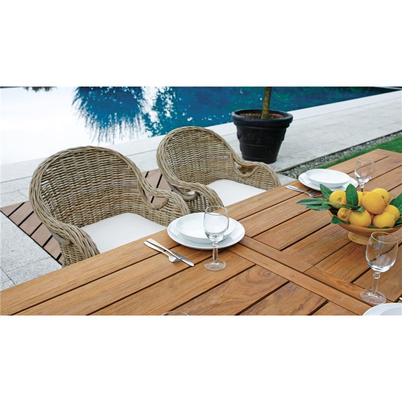 Table de jardin extensible Sumatra en teck recyclé 180/250 x 100 cm Greenwood