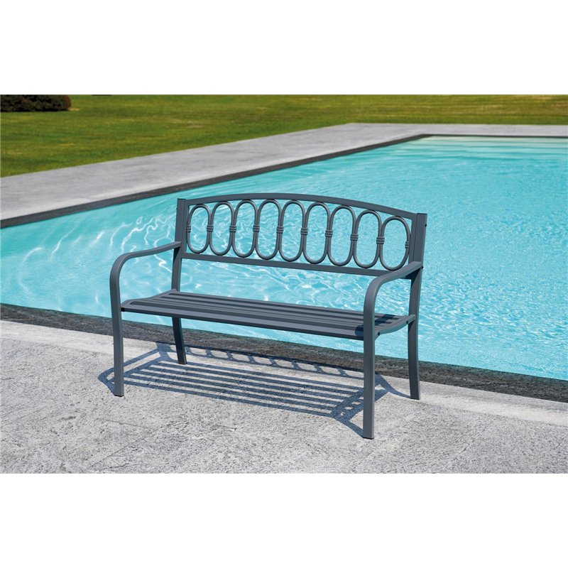 Banc deux places en fer et fonte - Anthracite Greenwood