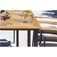 Tavolo Fuerteventura In Alluminio E Teak 150/210x90 - Antracite - Allungabile