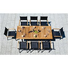 Greenwood Fuerteventura Extendable Aluminum and Teak Garden Table 150/210x90 cm - Anthracite
