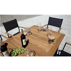 Tavolo Fuerteventura In Alluminio E Teak 150/210x90 - Antracite - Allungabile