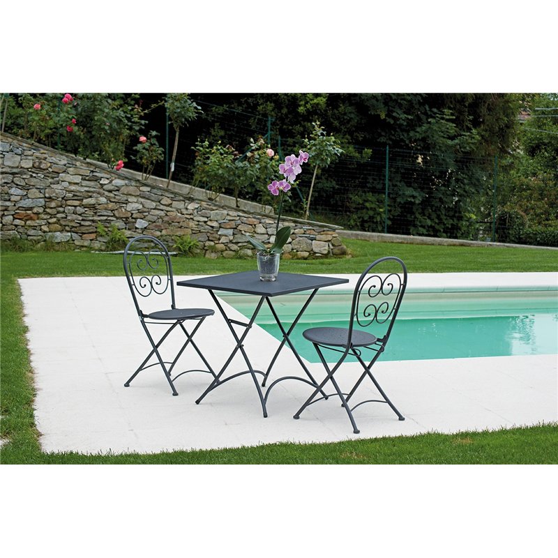 Greenwood Orta Iron Garden Chair - Anthracite - Folding