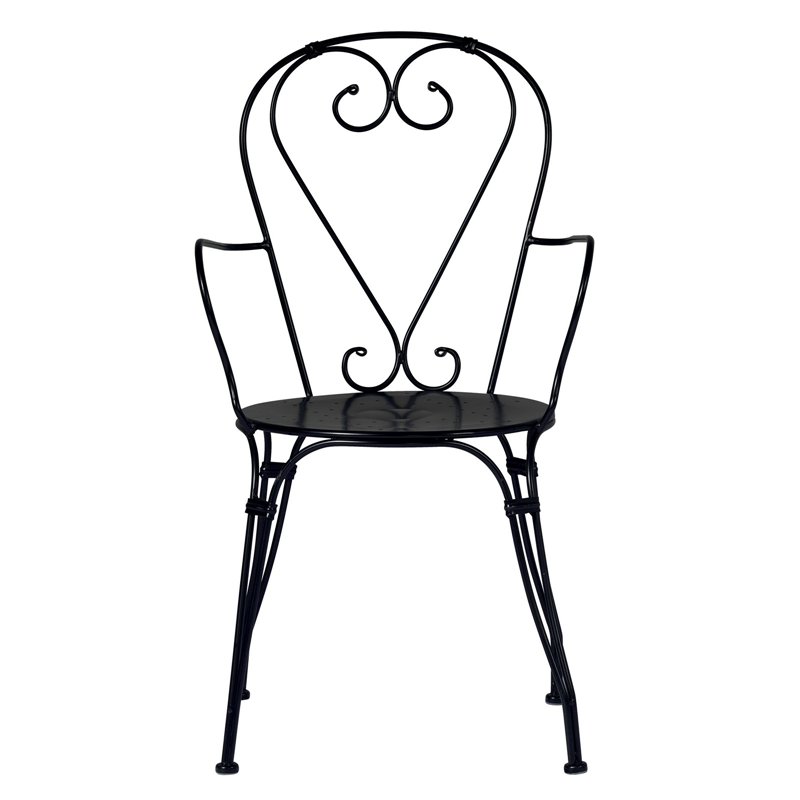 Greenwood Stresa Iron Garden Garden Chair with Armrests - Black