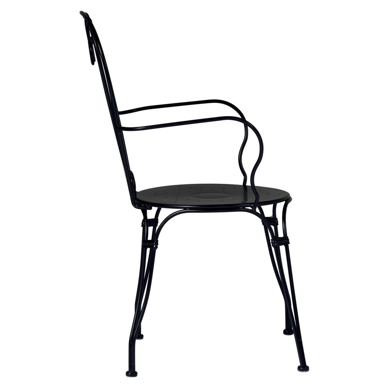 Greenwood Stresa Iron Garden Garden Chair with Armrests - Black