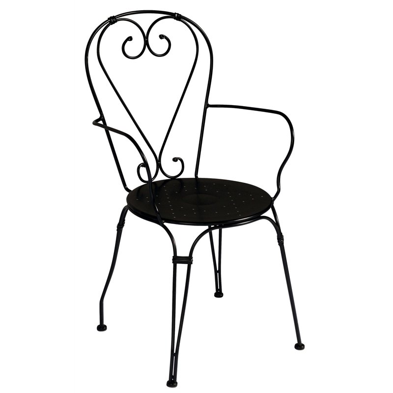 Greenwood Stresa Iron Garden Garden Chair with Armrests - Black