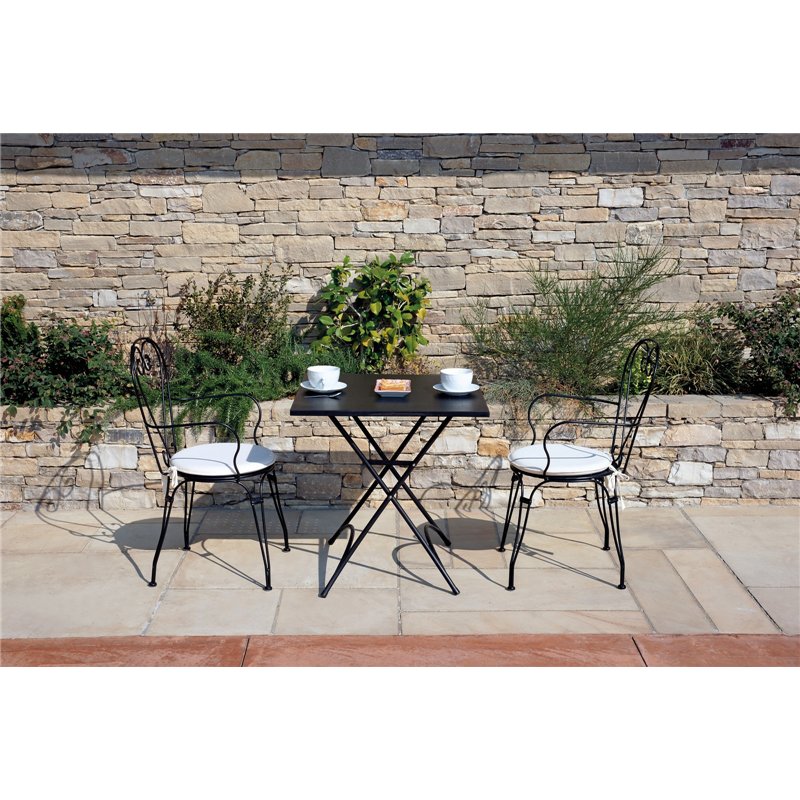 Greenwood Stresa Iron Garden Garden Chair with Armrests - Black