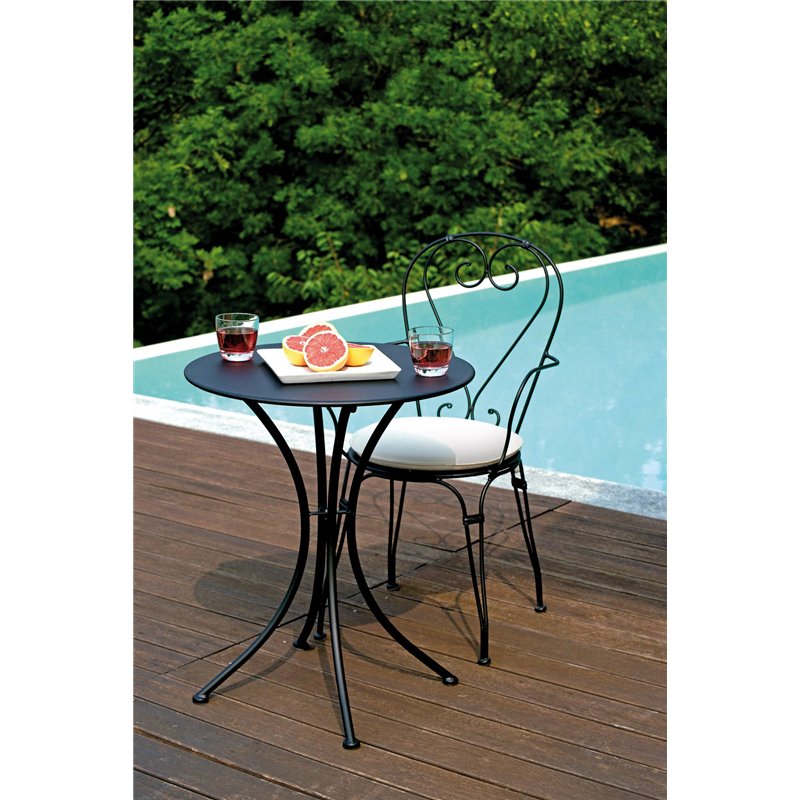 Chaise de jardin de Jardin Stresa en fer avec accoudoir - Noire Greenwood