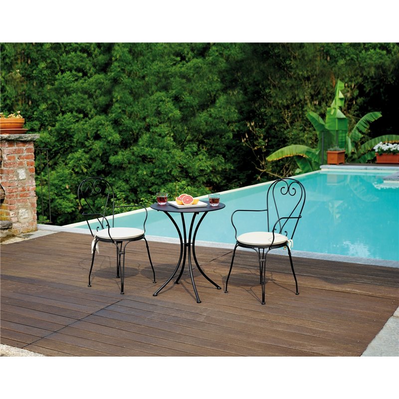 Greenwood Stresa Iron Garden Garden Chair with Armrests - Black