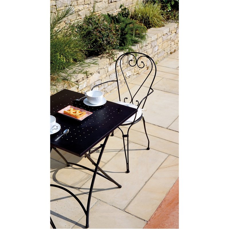 Greenwood Stresa Iron Garden Table 70x70 cm - Black - Folding