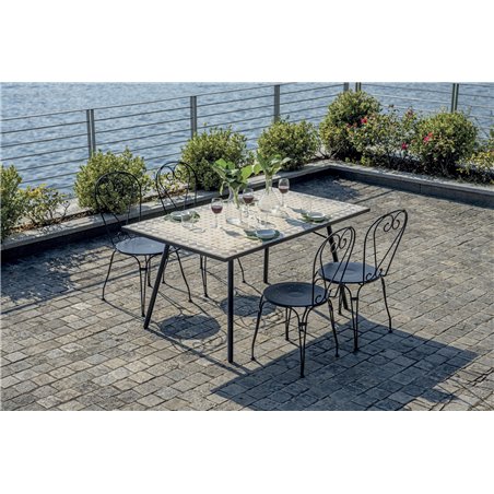 Greenwood 150x90 Iron Mosaic Garden Table - Black