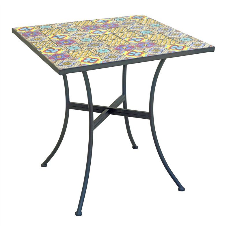 Greenwood 70x70 cm Iron Mosaic Garden Table - Black