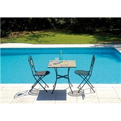 Greenwood 70x70 cm Iron Mosaic Garden Table - Black