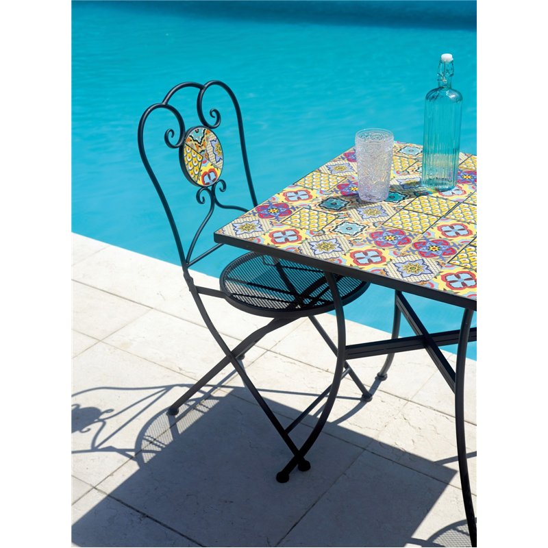 Greenwood 70x70 cm Iron Mosaic Garden Table - Black