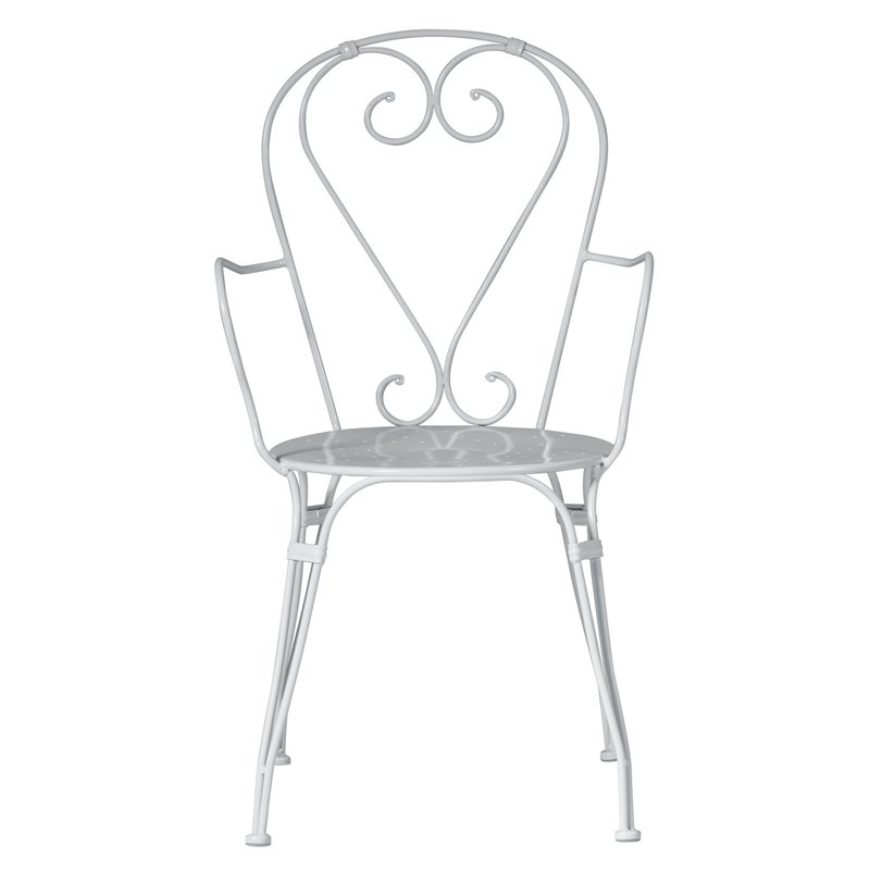 Greenwood Sirmione Iron Garden Garden Chair with Armrests - Ivory
