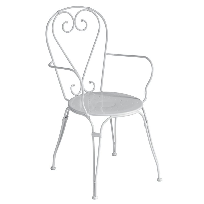 Greenwood Sirmione Iron Garden Garden Chair with Armrests - Ivory