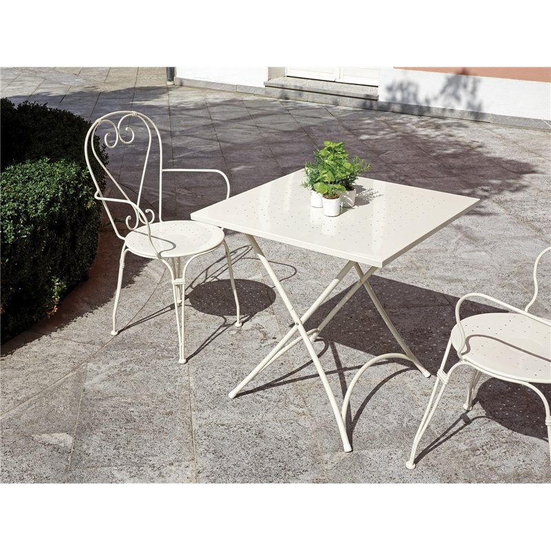 Greenwood 70x70cm Folding Iron Fish Pond Garden Table - Ivory