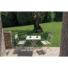 Greenwood 50x70cm Iron Bistro Garden Table - Ivory - Folding