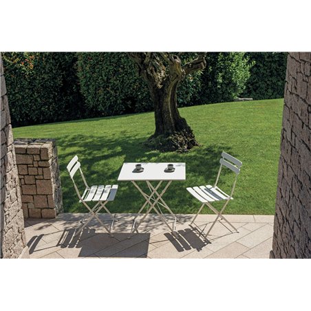 Greenwood 50x70cm Iron Bistro Garden Table - Ivory - Folding